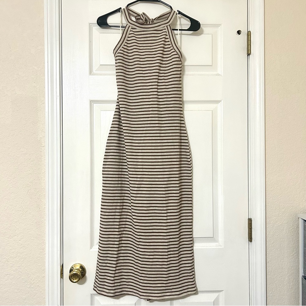 Pink Lily Striped Halter Neck Dress